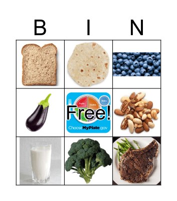 Food Groups Bingo Card