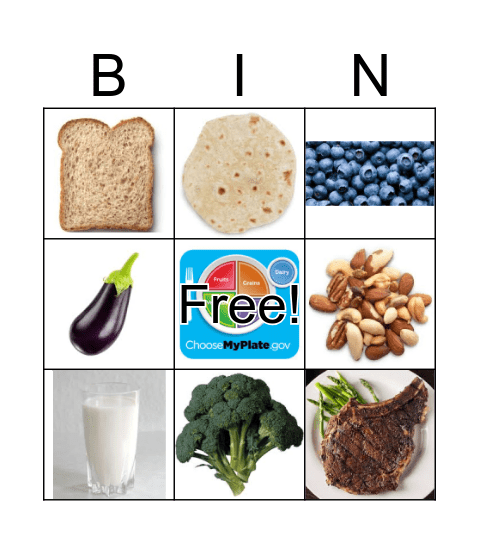 Food Groups Bingo Card