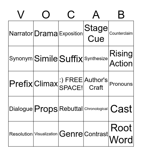 VOCAB! Bingo Card