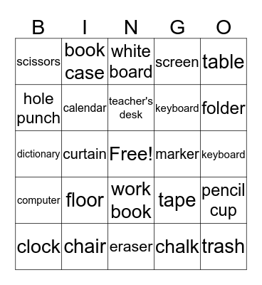 Classroom Bingo Card