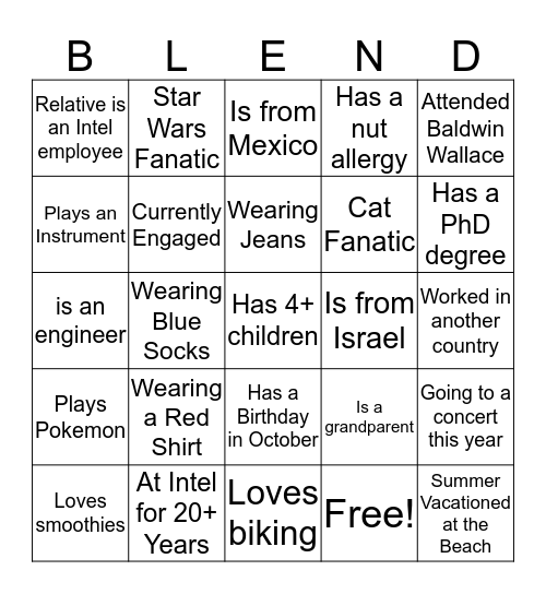 HHCC Getting to Know You Bingo Card