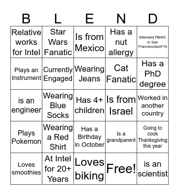 Getting to Know You Bingo Card