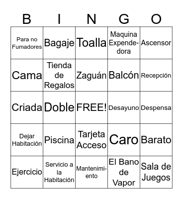 Spanish Bingo!!!!!!!! Bingo Card