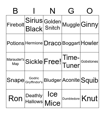 HARRY POTTER CSW Bingo Card