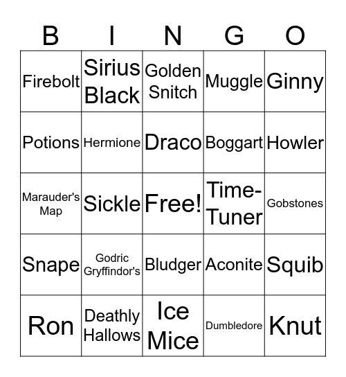 HARRY POTTER CSW Bingo Card