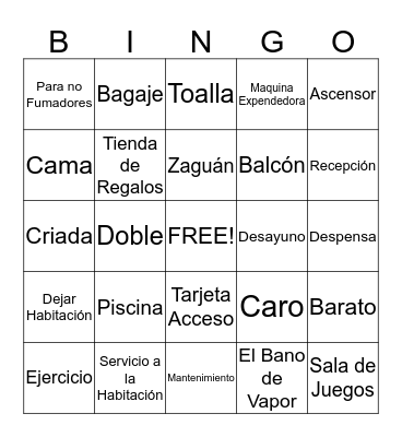 Spanish Bingo!!!!!!!! Bingo Card
