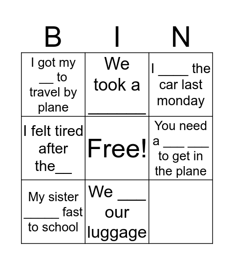 Vocabulary Bingo Card