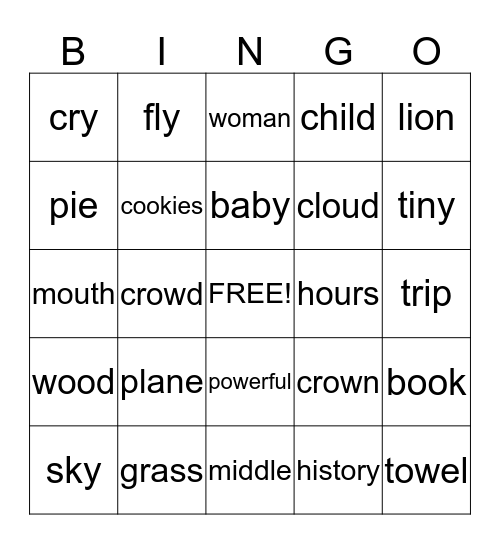 Osgood Lesson 19 All levels Bingo Card