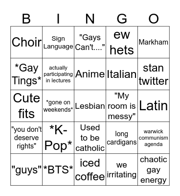 Julianna Bingo Card
