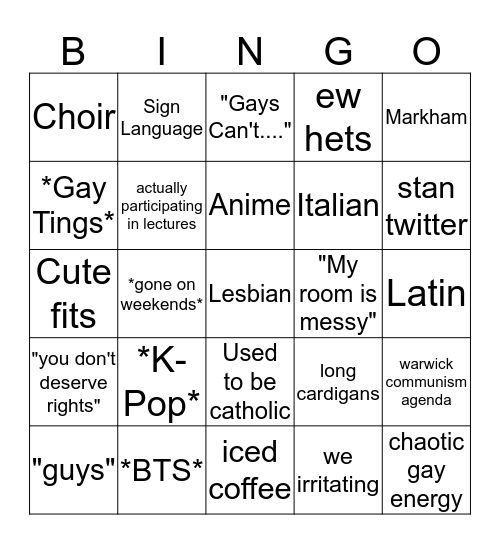 Julianna Bingo Card