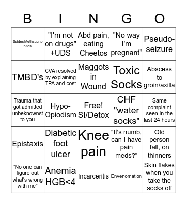 ER Bingo Card