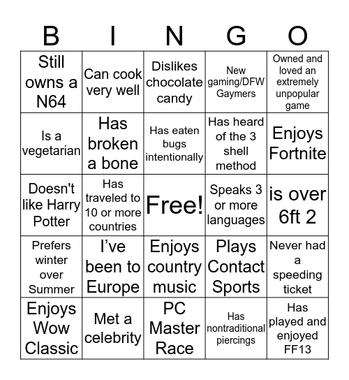 Break that ICE Bingo Card