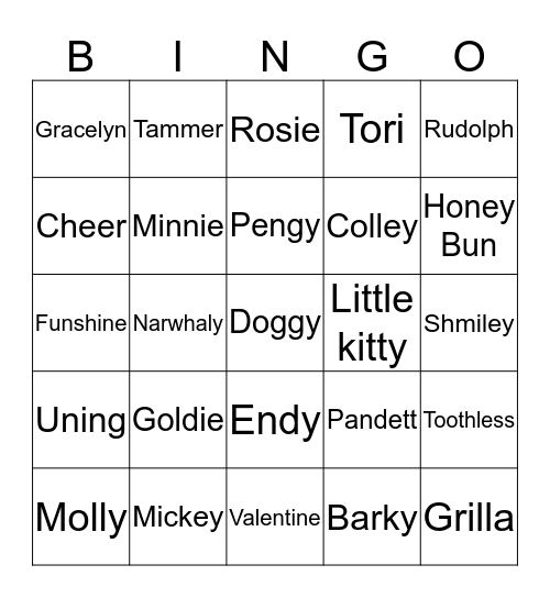 Bear Bingo Card