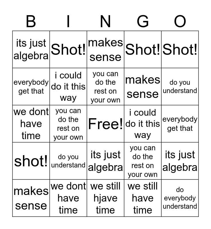 Physics Bingo Card