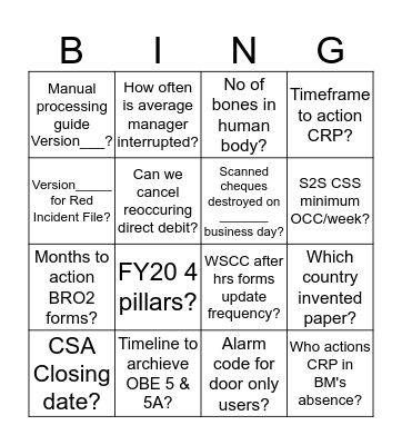 RISK BINGO Card