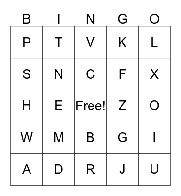 Alphabet Bingo Card