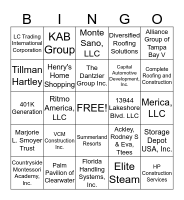 Paula Bingo Card