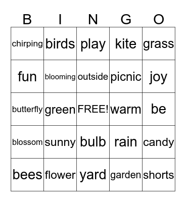 Springtime Bingo Card