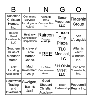 Rebecca Bingo Card