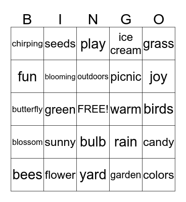 Springtime Bingo Card