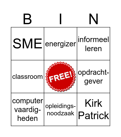 Ontwerpen van trainingen advanced Bingo Card