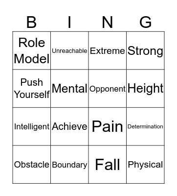 Extreme Sports!  Bingo Card