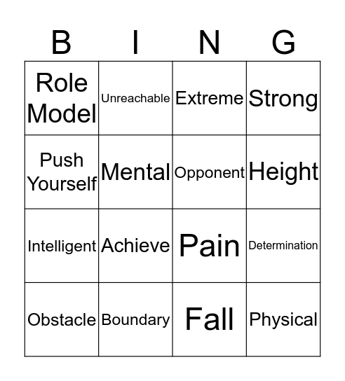 Extreme Sports!  Bingo Card