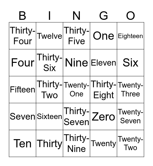 MLW3 (0-30) Bingo Card