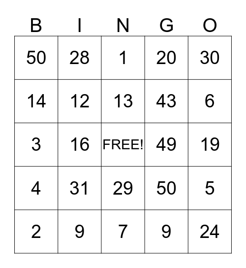 Safety Goal Bingo  Bingo Card