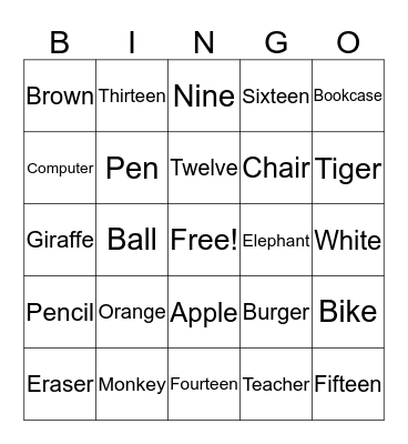 Kid's Box 2 Bingo Card