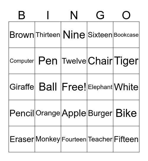 Kid's Box 2 Bingo Card