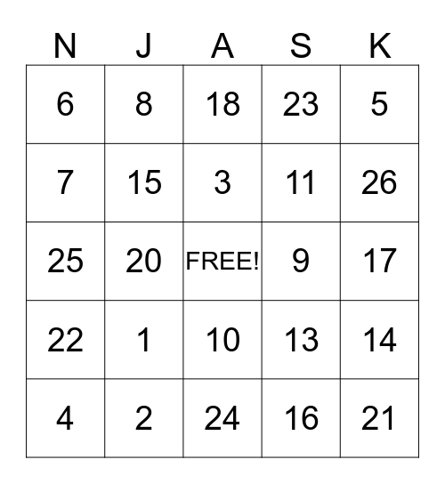 Test Taking Tips Bingo Card