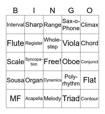 Music Review Bingo Card