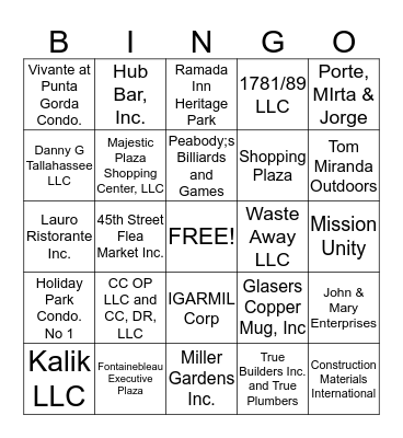 Vince Bingo Card
