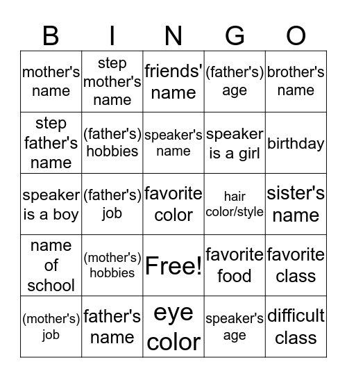 Untitled Bingo Card