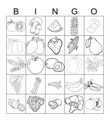 Fruits and Vegetables Bingo Card