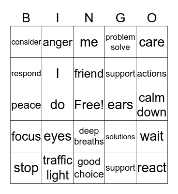 Stop. Think. Act. Bingo Card