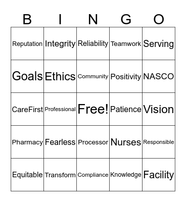 CareFirst Bingo Card