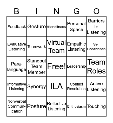 Business Communications CH 3 Nonverbal Communication Review Bingo Card