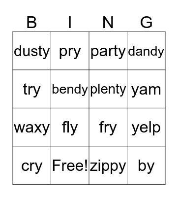 Sounds of y Bingo Card