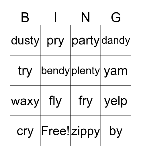 Sounds of y Bingo Card