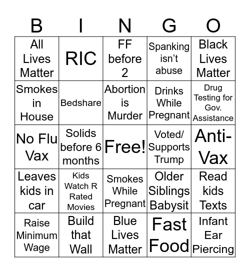 Momology:Uncensored Bingo Card