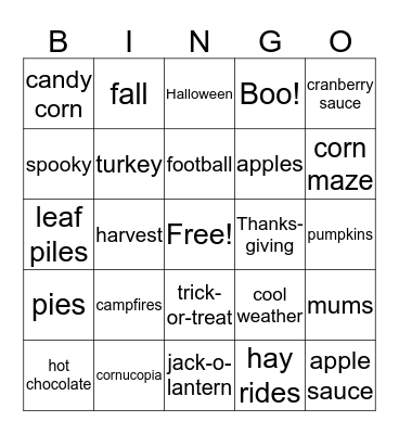 Autumn! Bingo Card