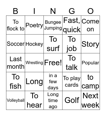 Unit 6 Bingo Card