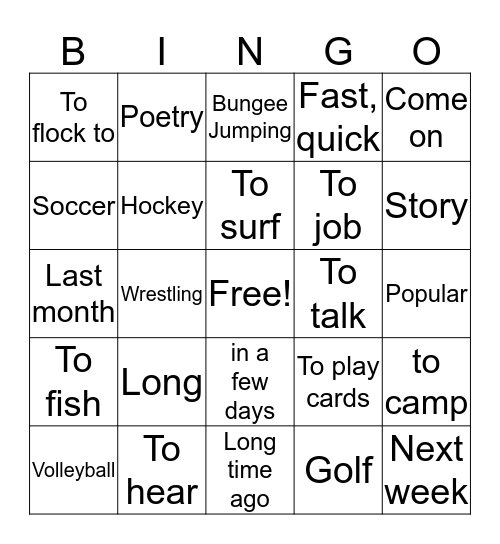 Unit 6 Bingo Card