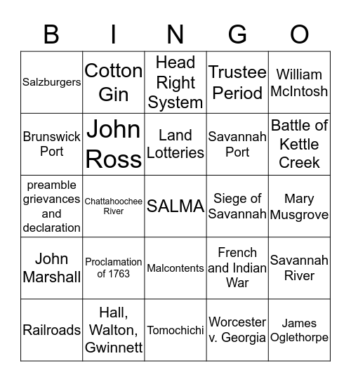 SS8H4 plus more!!! Bingo Card