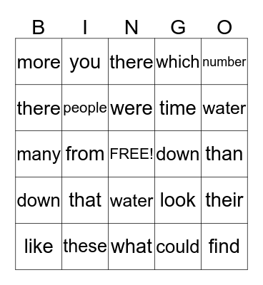 2nd Grade Sight Words Bingo Card