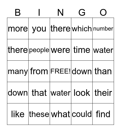 2nd Grade Sight Words Bingo Card