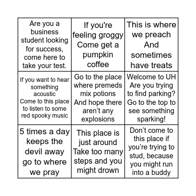 Scavenger Hunt Bingo Card