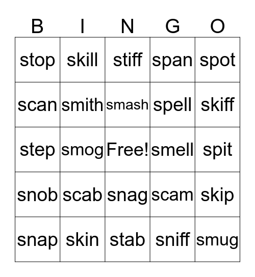 S BLENDS Bingo Card